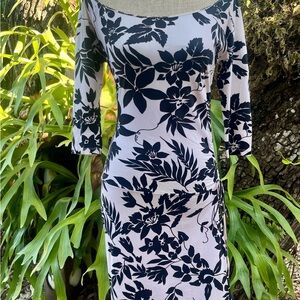Italian Designed Black and White Tropical Fitted Dress for Any Occasion